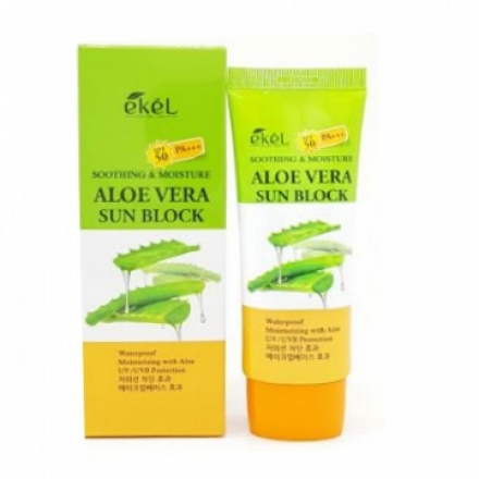 Увлажняющий солнцезащитный крем для лица и тела с соком алое Ekel Soothing&Moisture Aloe Vera Sun Block SPF 50 PA+++